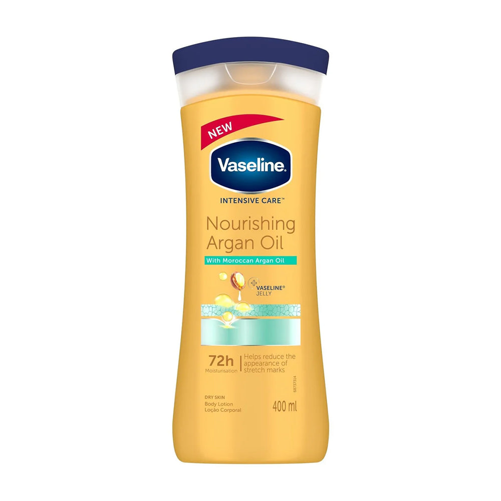 Refect Beauty Vaseline Nourishing Argan Oil body lotion bottle for dry skin with 72-hour moisture formula
