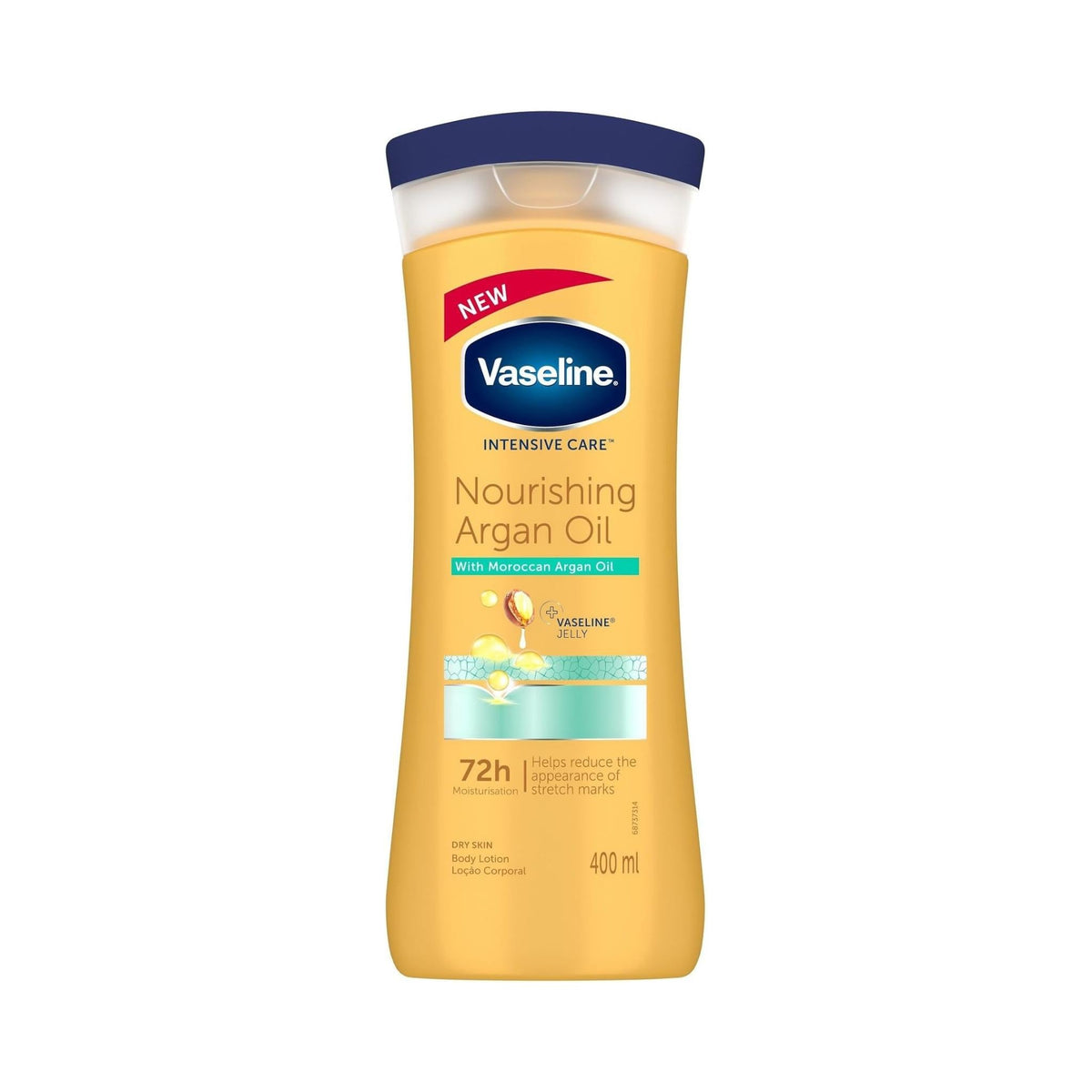 Refect Beauty Vaseline Nourishing Argan Oil body lotion bottle for dry skin hydration