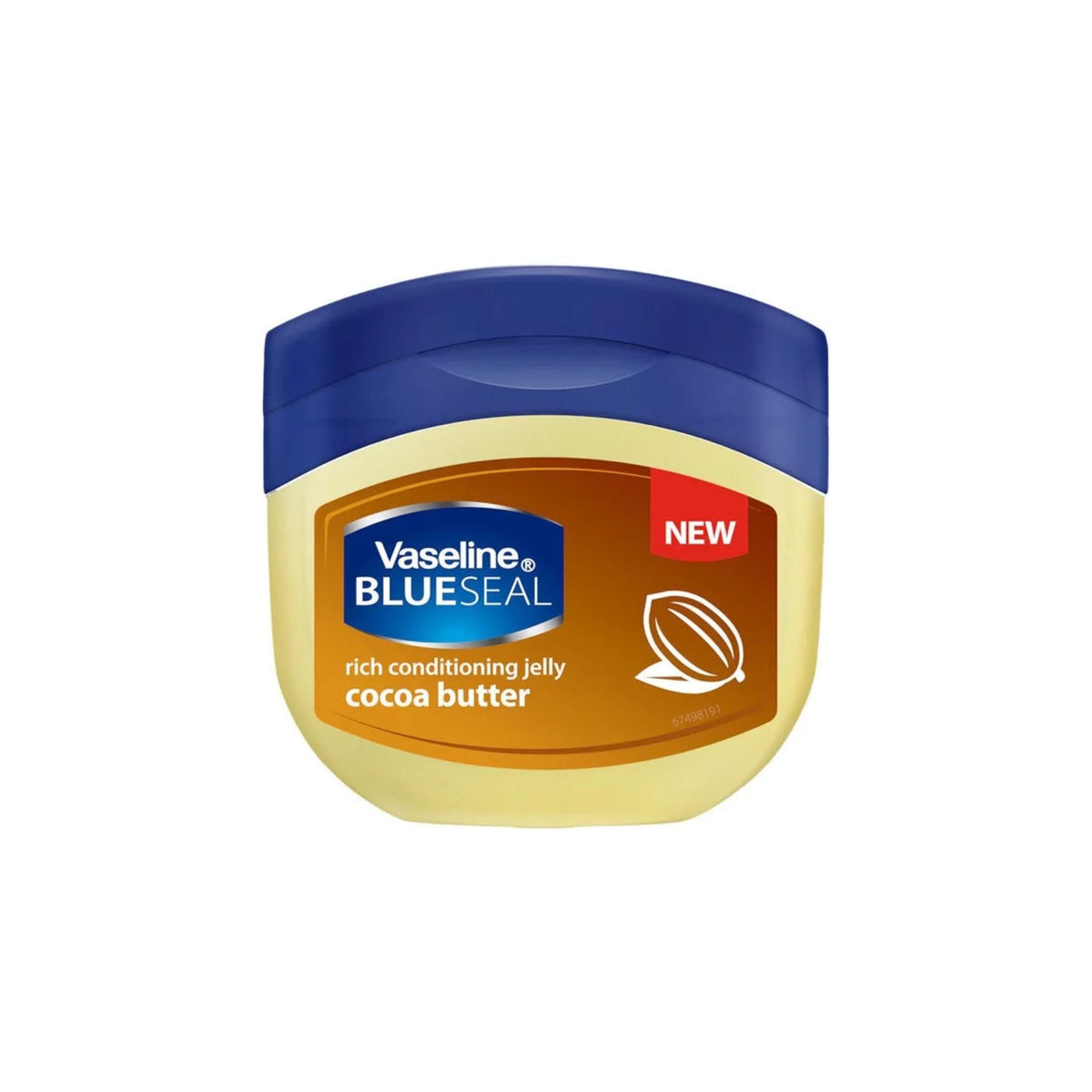 Refect Beauty Vaseline Blue Seal Cocoa Butter rich conditioning jelly in a brown and blue jar for dry skin