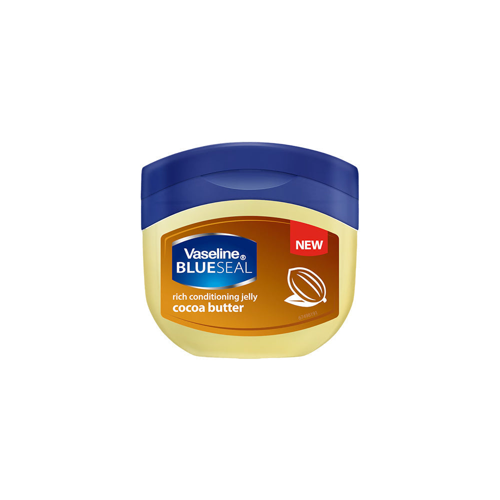 Refect Beauty Vaseline Blue Seal Cocoa Butter rich conditioning jelly in a jar for moisturizing dry skin