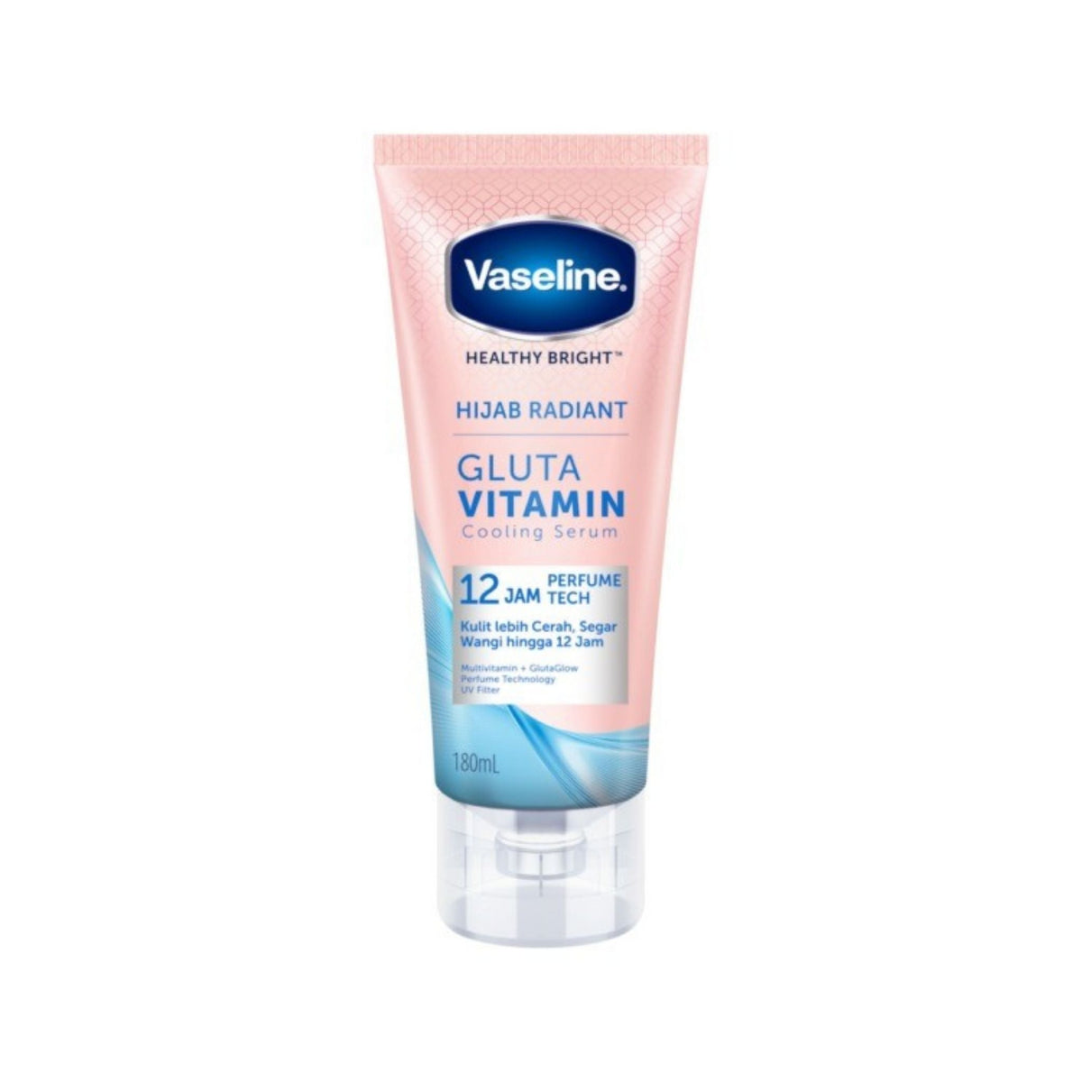 Refect Beauty Vaseline Healthy Bright Gluta Vitamin Cooling Body Serum in a pink 180ml squeeze tube