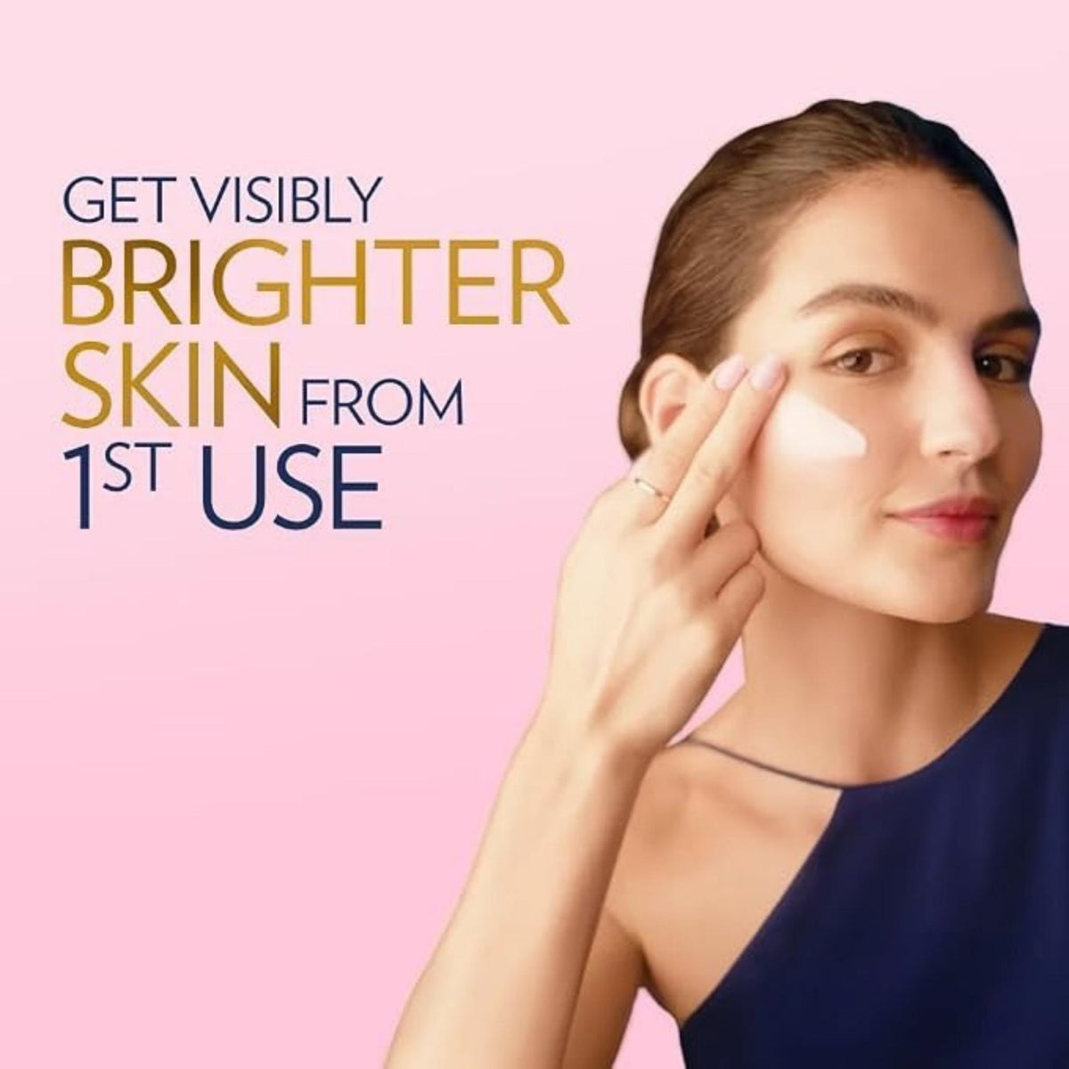 Refect Beauty model applying Vaseline Gluta-Hya Smooth Radiance Lotion to her cheek for brighter, hydrated skin.