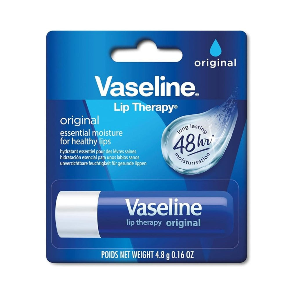 Refect Beauty Vaseline Lip Therapy Original moisturizing lip balm stick in blue packaging for dry chapped lips