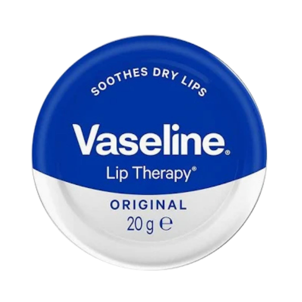 Refect Beauty Vaseline Lip Therapy Original 20g blue and white round tin for moisturizing dry lips