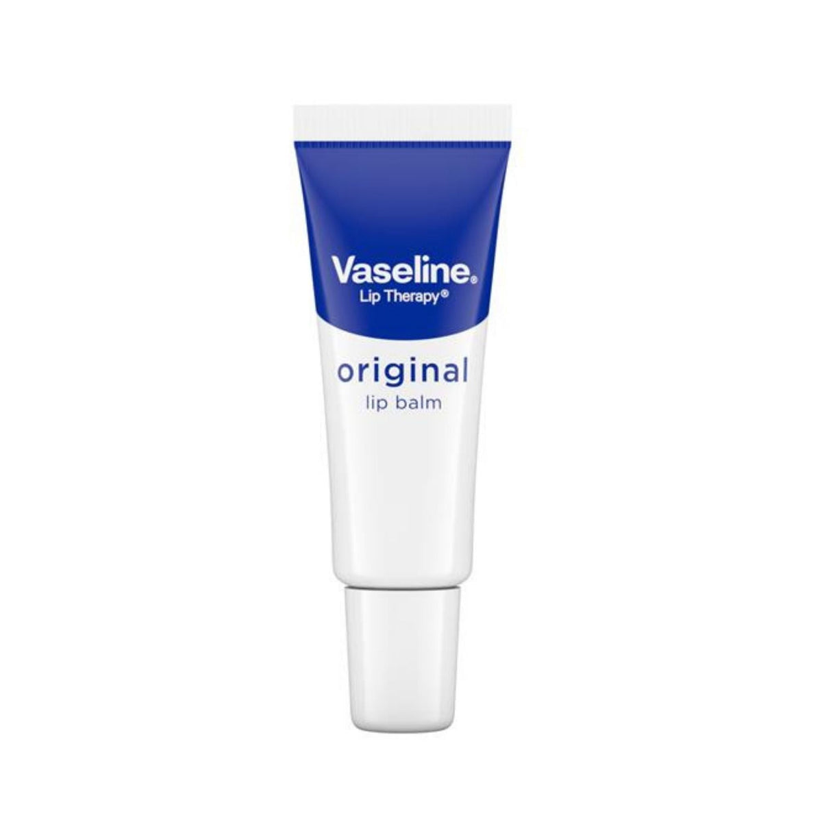 Refect Beauty Vaseline Original Lip Therapy balm in a white and blue squeeze tube for dry lip hydration