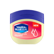 Refect Beauty Vaseline Vitamin E Nourishing Skin Jelly in a jar with a blue lid and pink label for dry skin care.