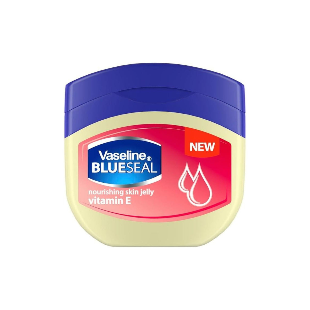 Refect Beauty Vaseline Vitamin E Nourishing Skin Jelly in a blue and cream jar for hydrating dry skin