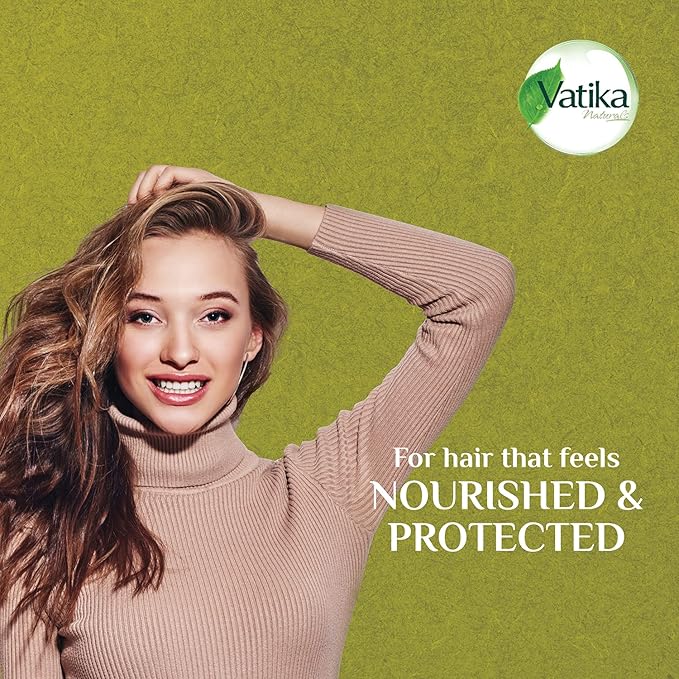 Refect Beauty Vatika Olive Naturals hair oil advertisement featuring a smiling woman with healthy, shiny hair.