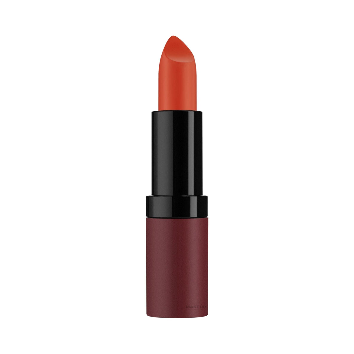 Refect Beauty Golden Rose Velvet Matte Lipstick in a vibrant orange shade with a sleek black tube packaging. 24