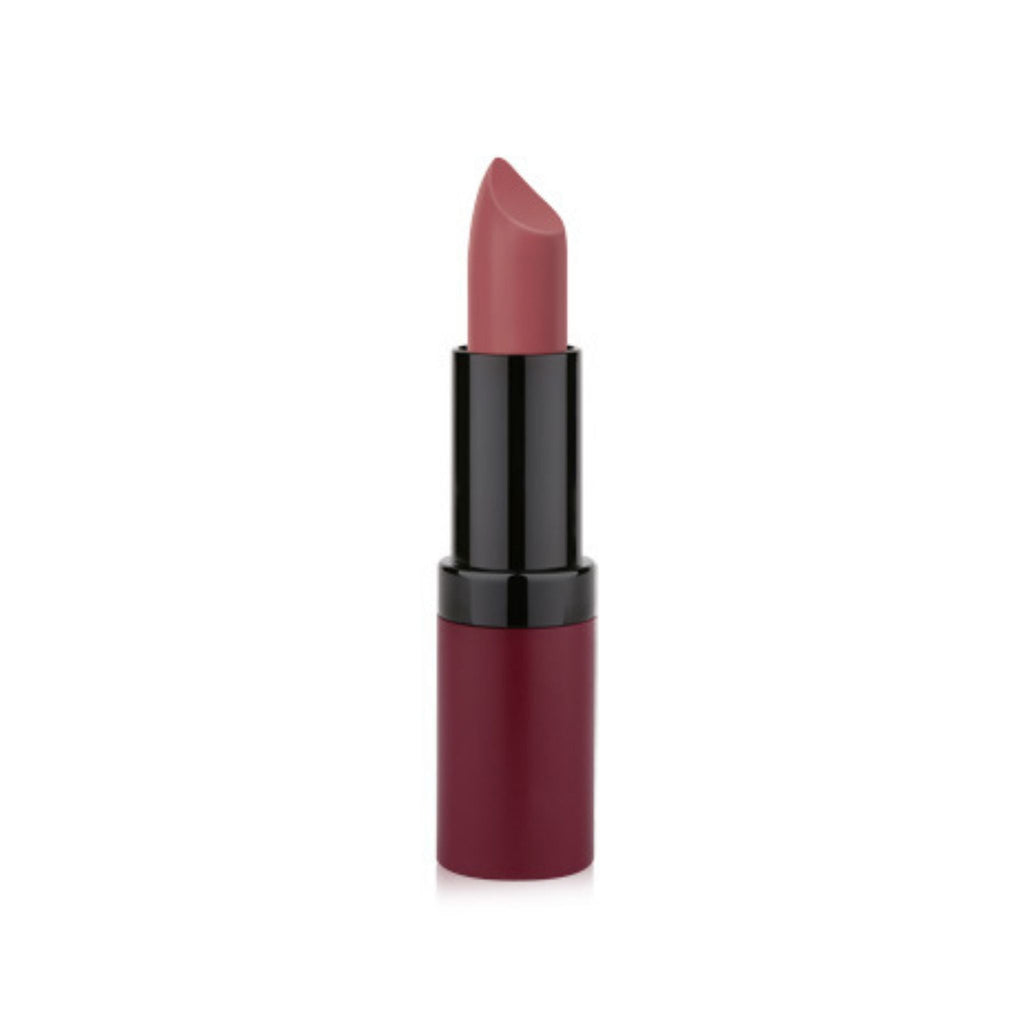Refect Beauty Golden Rose Velvet Matte Lipstick in a dusty rose shade with a sleek dark burgundy casing 16