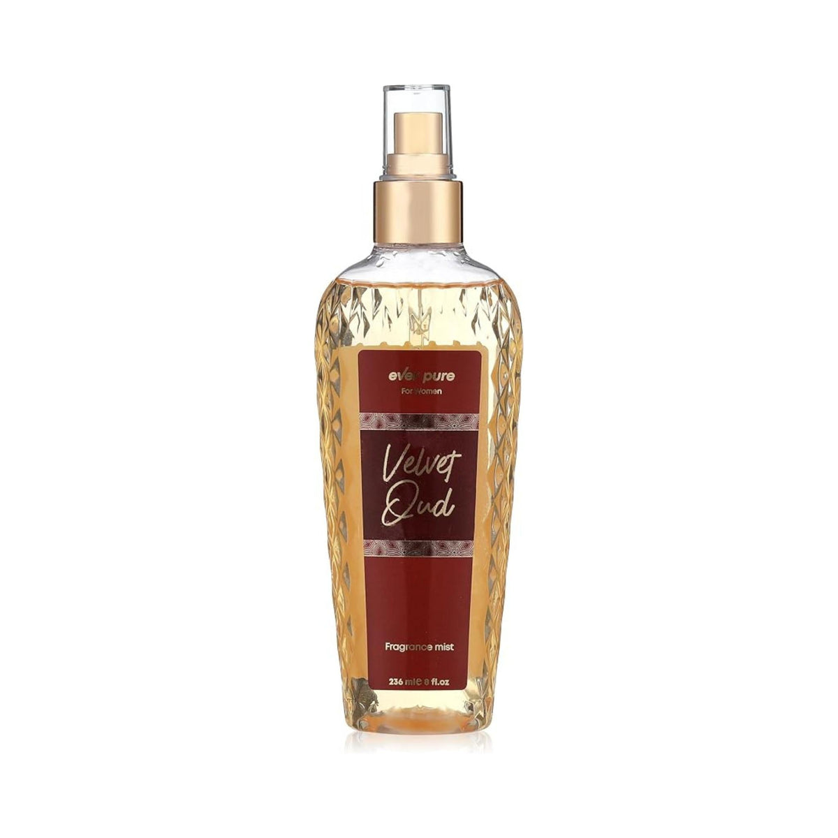 Refect Beauty Ever Pure Velvet Oud body splash in a textured glass bottle with gold cap and deep red label