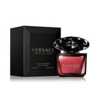 Refect Beauty Versace Crystal Noir Eau de Parfum bottle and black box packaging with a faceted diamond-like cap