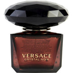 Refect Beauty Versace Crystal Noir Eau de Toilette in a dark glass bottle with a large faceted black crystal cap.
