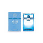 Refect Beauty Versace Eau Fraiche Eau de Toilette bottle and blue textured box with iconic Medusa logo