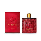 Refect Beauty Versace Eros Flame Eau de Parfum bottle and red box with gold Medusa head logo and Greek key pattern