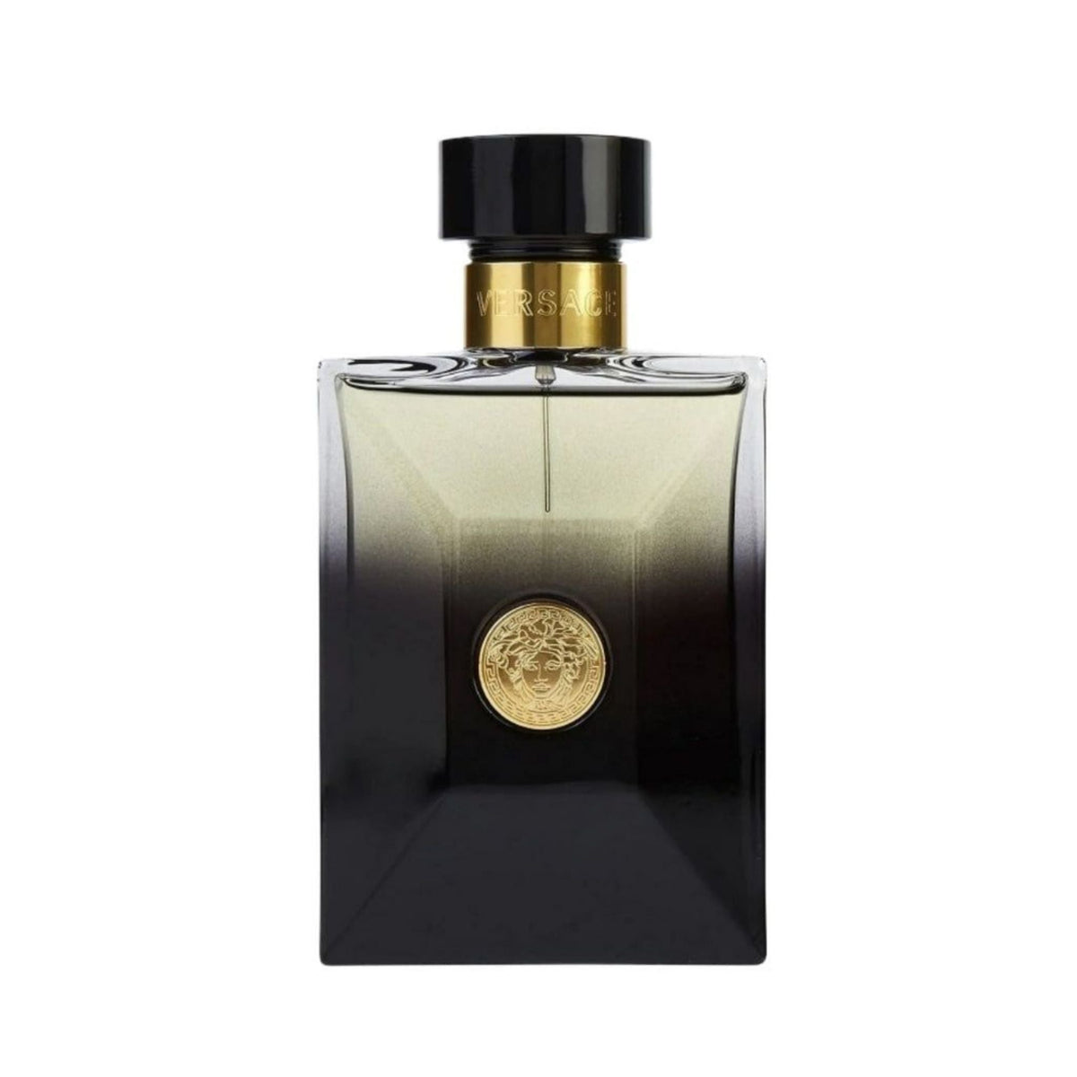 Refect Beauty Versace Oud Noir Eau de Parfum in a sleek black and gold glass bottle with Medusa logo emblem