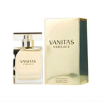 Refect Beauty Versace Vanitas Eau de Parfum bottle and gold box featuring floral fragrance notes