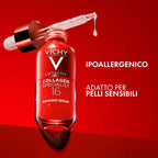 Refect Beauty Vichy Liftactiv Collagen Specialist 16 Bonding Serum in a red glass bottle with a dropper applicator.