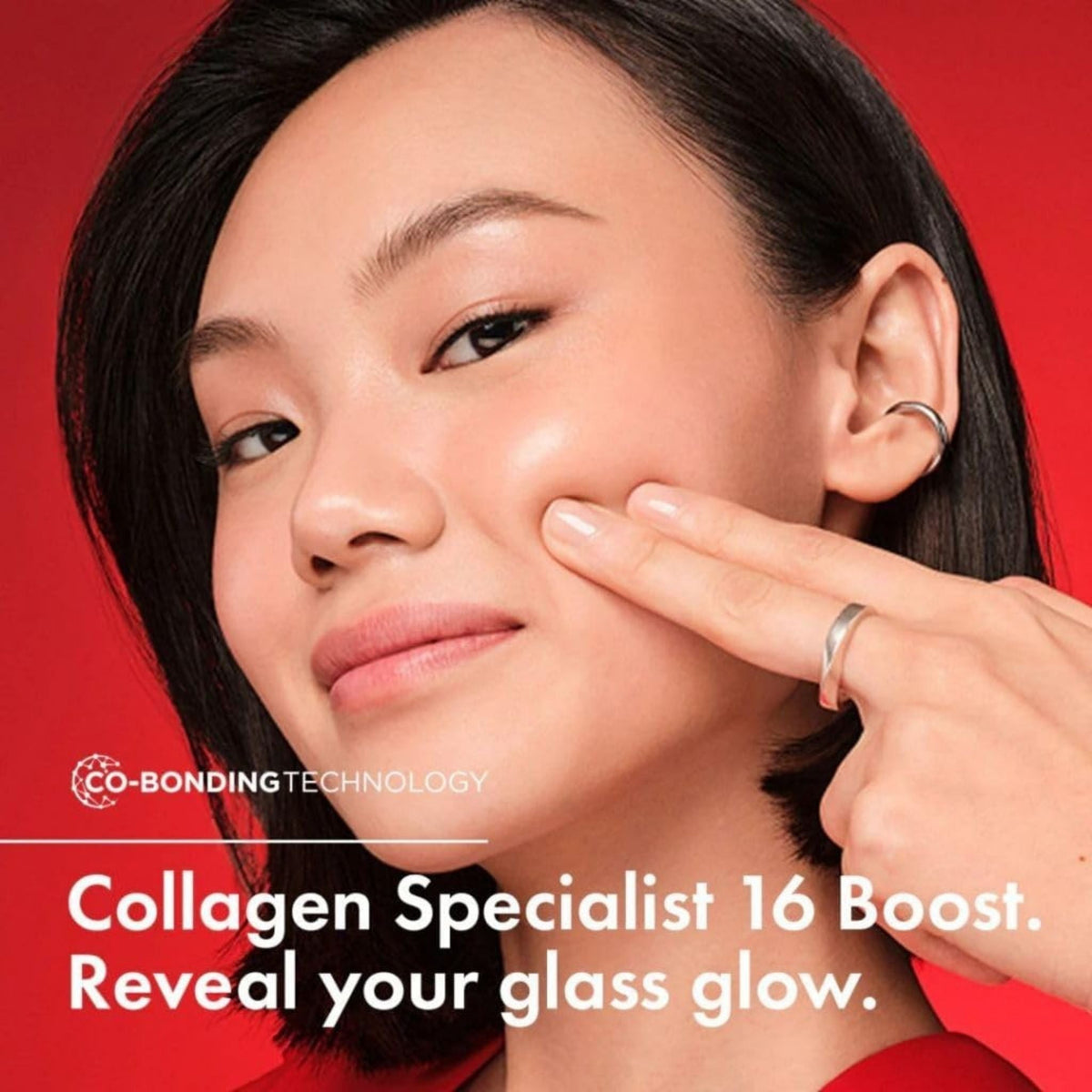 Refect Beauty model with radiant skin applying Vichy Liftactiv Collagen Specialist 16 moisturizer for a glass glow