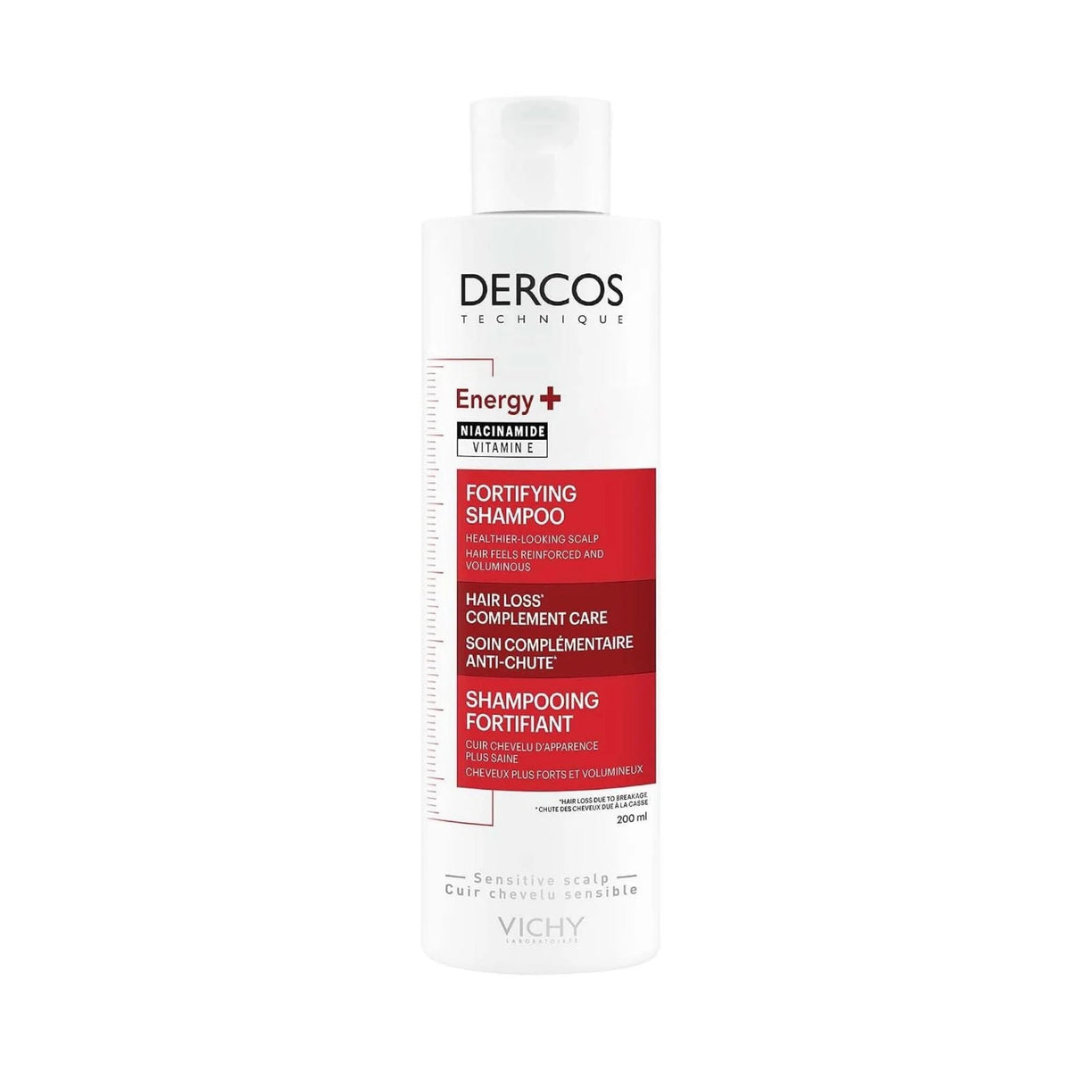Refect Beauty Vichy Dercos Energy+ Fortifying Shampoo for anti-hair loss in a 200ml white bottle