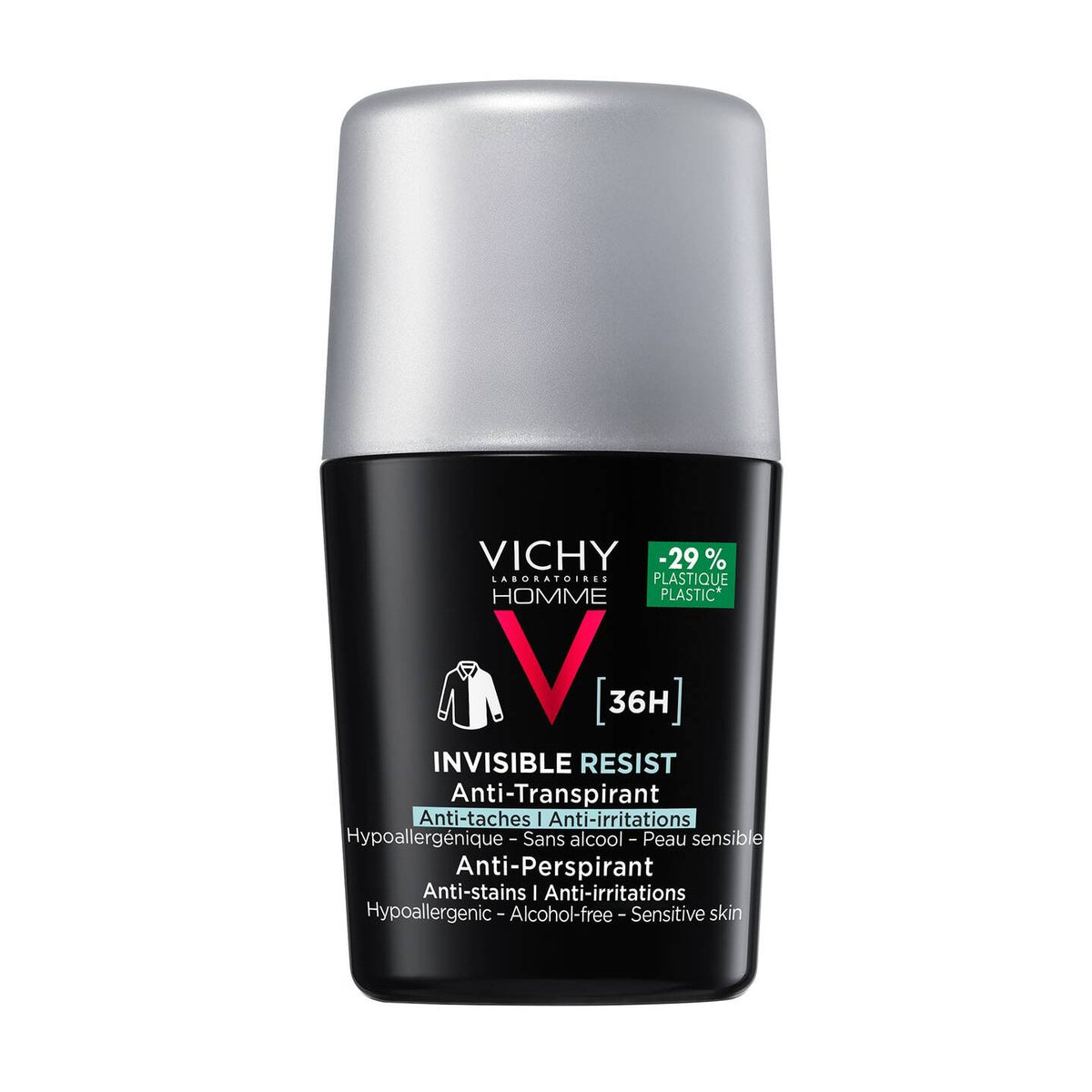 Refect Beauty Vichy Homme Invisible Resist 36H anti-perspirant roll-on deodorant for men with sensitive skin