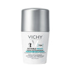 Refect Beauty Vichy Invisible Resist 72H roll-on deodorant for sensitive skin in a white bottle with silver cap.