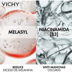 Refect Beauty Vichy Liftactiv B3 eye cream ingredients Melasyl and Niacinamide shown in abstract liquid textures