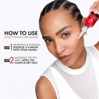 Refect Beauty model applying Vichy Liftactiv B3 dark spot serum to her face with instructions on how to use