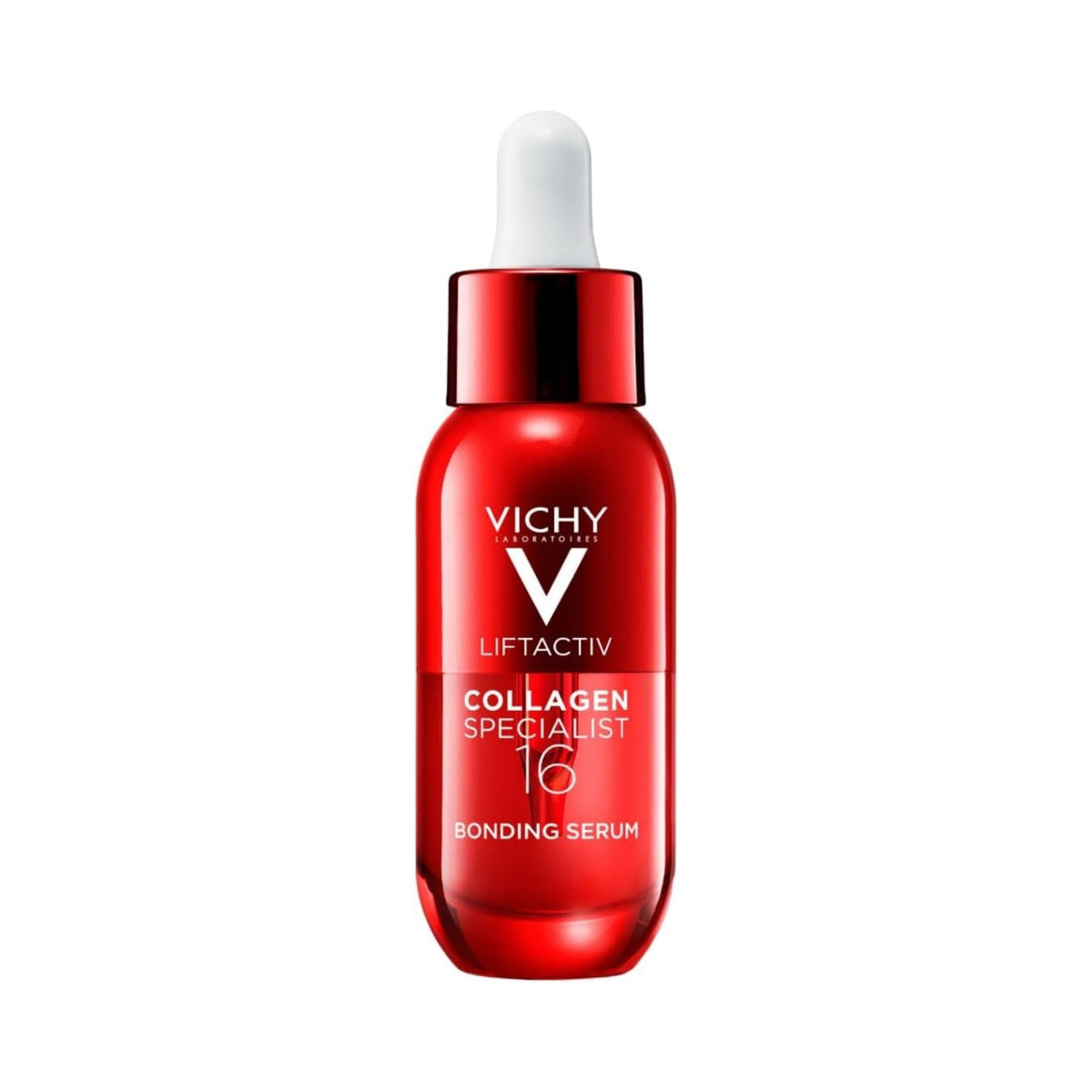 Refect Beauty Vichy Liftactiv Collagen Specialist 16 Bonding Serum in a red glass bottle with a white dropper cap. Main image