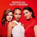 Refect Beauty Vichy Liftactiv serum campaign featuring three diverse women with radiant skin against a red background.