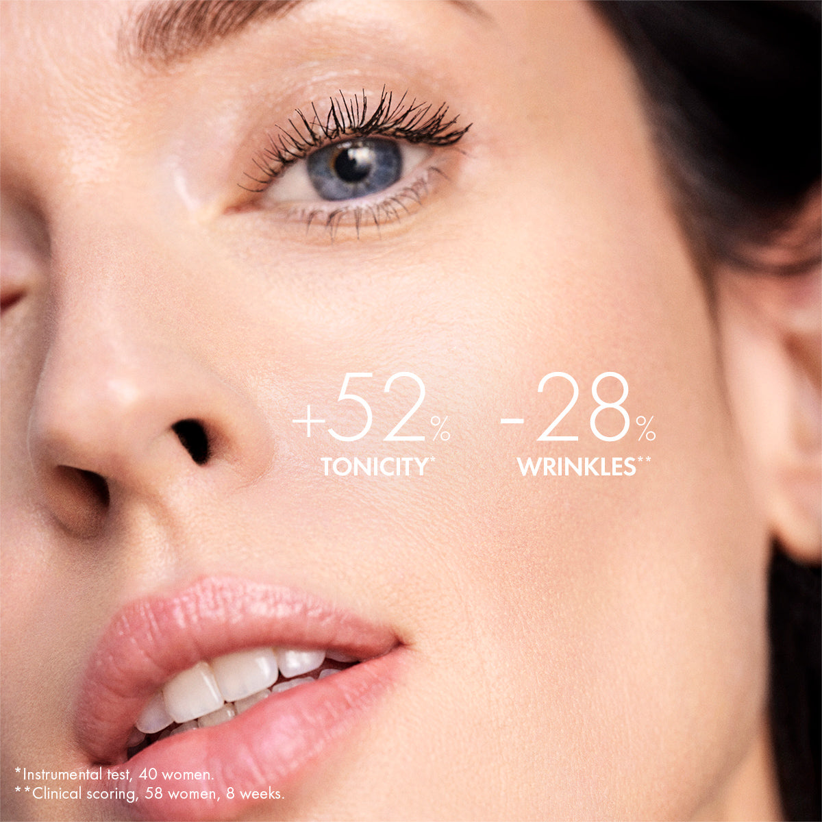 Refect Beauty Vichy Liftactiv Collagen Specialist cream showing skin tonicity and wrinkle reduction results on a woman