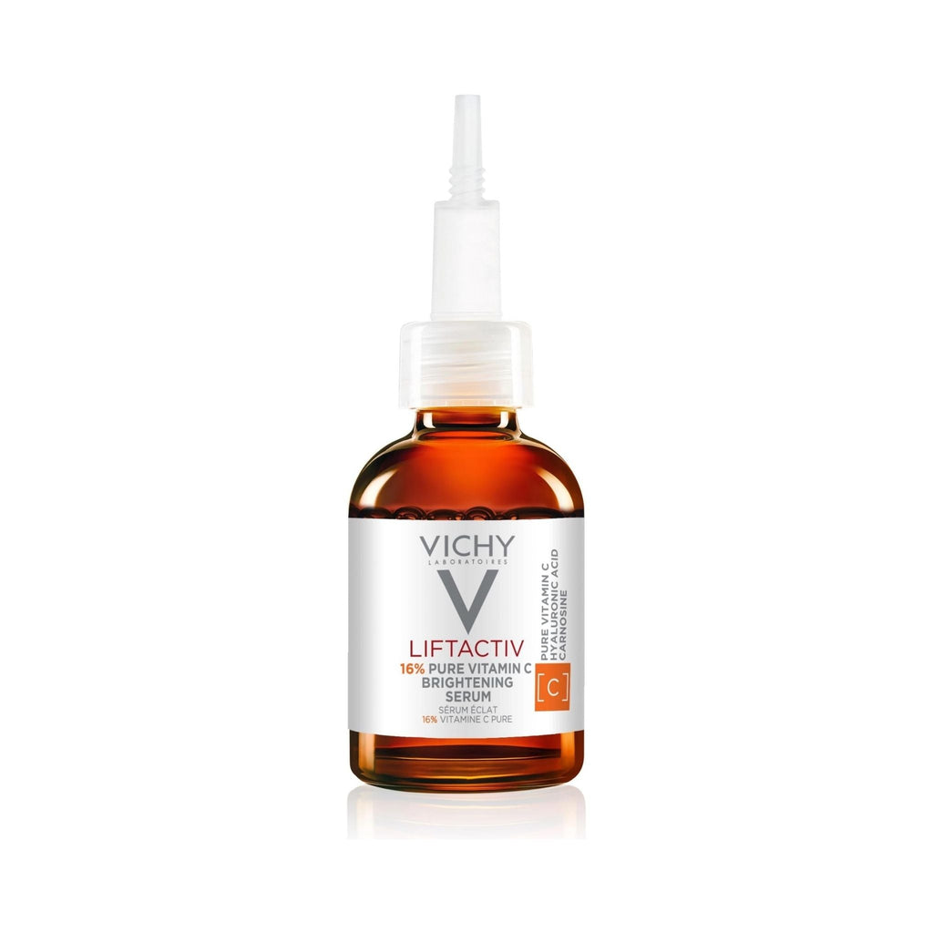 Refect Beauty Vichy Liftactiv Vitamin C brightening serum in an amber glass bottle with a white dropper cap.