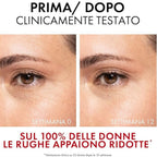 Refect Beauty before and after clinical results showing reduced eye wrinkles after 12 weeks of Vichy Liftactiv serum use