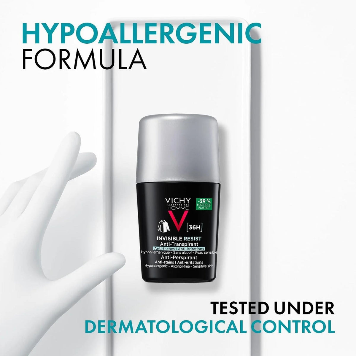 Refect Beauty Vichy Invisible Resist 36H Men antiperspirant roll-on deodorant with hypoallergenic formula