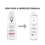 Refect Beauty Vichy Purete Thermale 3-in-1 micellar water bottles showing old and new packaging for sensitive skin