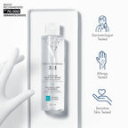 Refect Beauty Vichy Purete Thermale 3-in-1 micellar water bottle for sensitive skin with dermatologist test icons