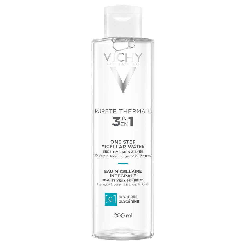 Refect Beauty Vichy Purete Thermale 3-in-1 micellar water for sensitive skin in a 200ml clear bottle