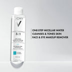 Refect Beauty Vichy Purete Thermale 3-in-1 mineral micellar water for sensitive skin in a 200ml clear bottle.