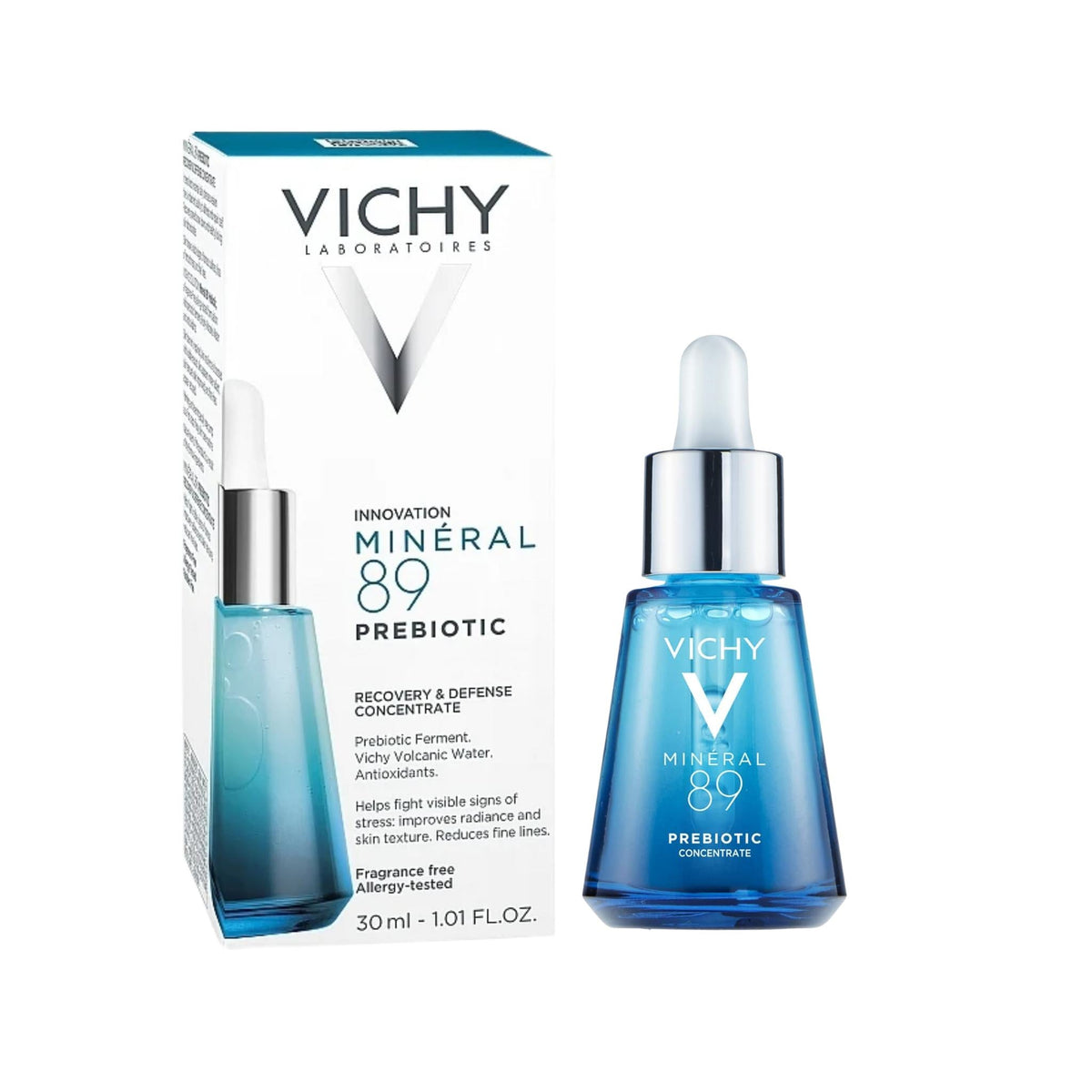 Refect Beauty Vichy Minéral 89 Prebiotic Fractions Serum bottle and packaging box for skin barrier recovery