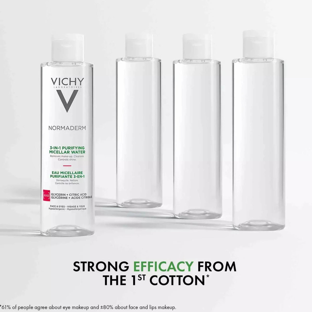Refect Beauty Vichy Normaderm 3-in-1 micellar water bottle for oily and blemish-prone skin on a white background