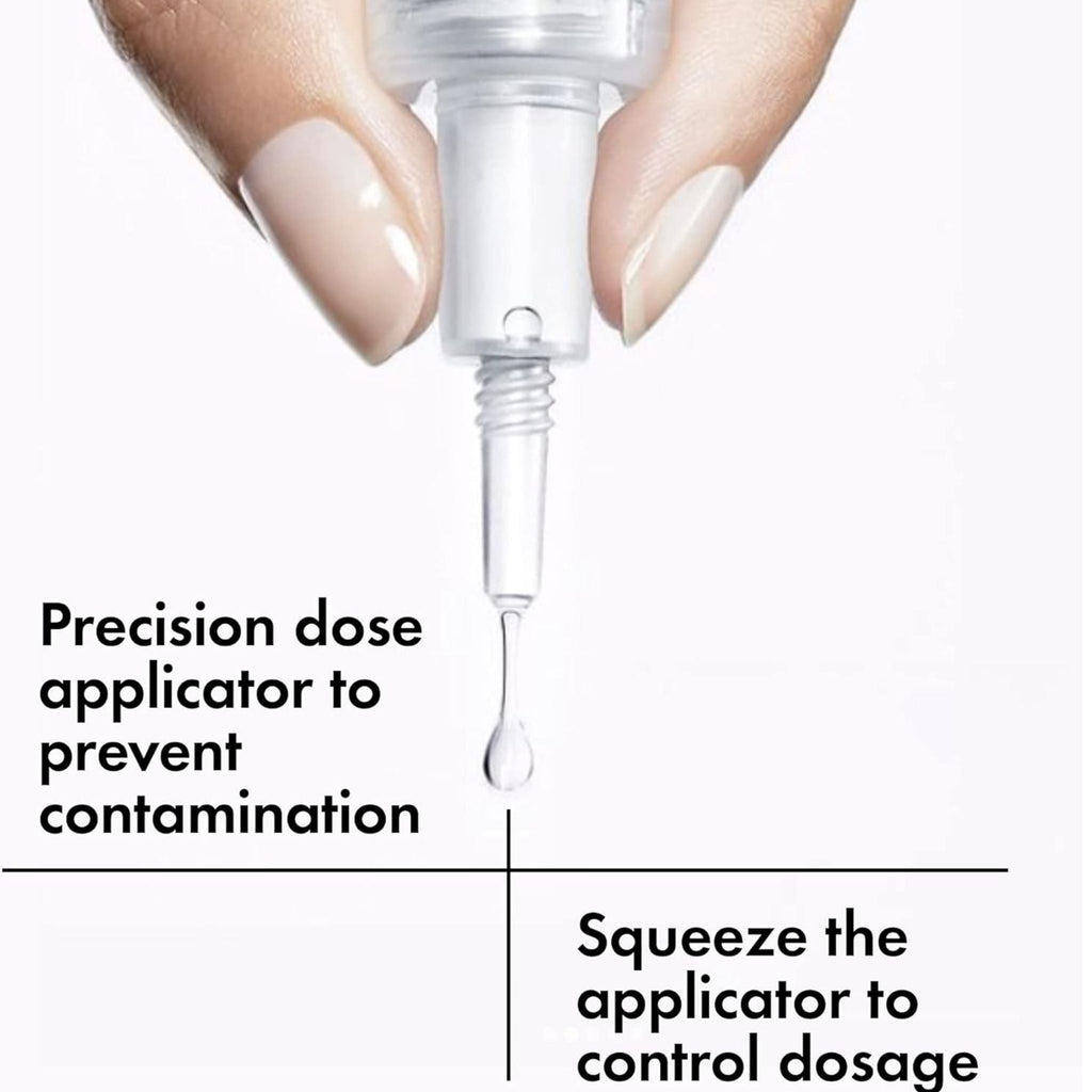Refect Beauty Vichy H.A Epidermic Filler Serum precision dose applicator dispensing a drop of anti-ageing serum
