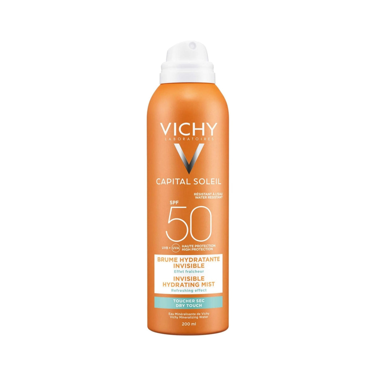 Refect Beauty Vichy Capital Soleil Invisible Hydrating Mist SPF 50 sunscreen spray bottle