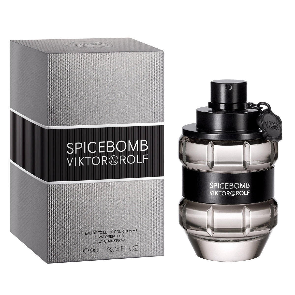 Refect Beauty Viktor & Rolf Spicebomb Eau de Toilette fragrance bottle and grey packaging box for men