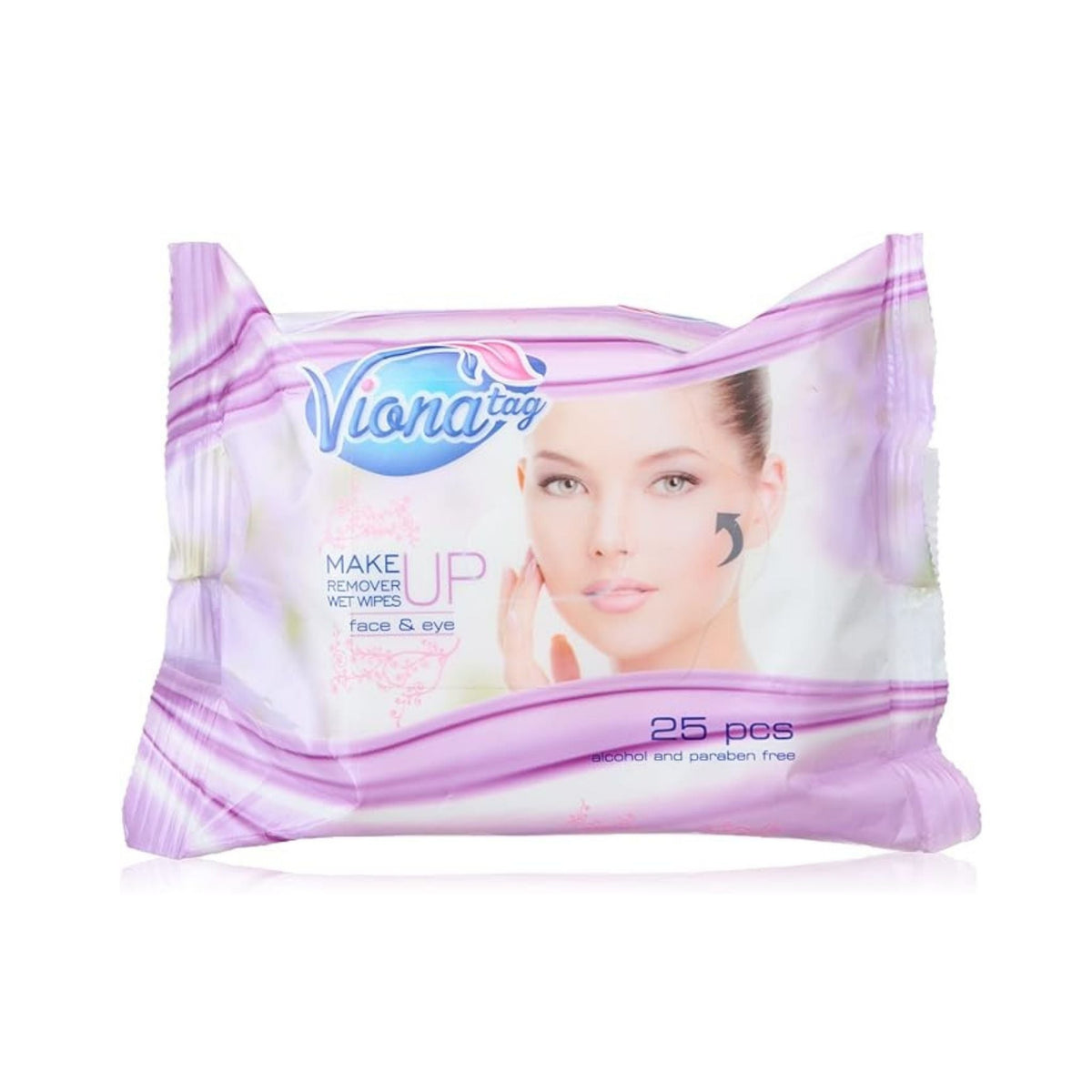 Refect Beauty Viona makeup remover wipes in a 25-count purple resealable pack for gentle face and eye cleansing. Main image