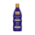 Refect Beauty Vital Care Keratin Amazing Leave-In Argan Oil hair treatment in a blue bottle with a gold cap.