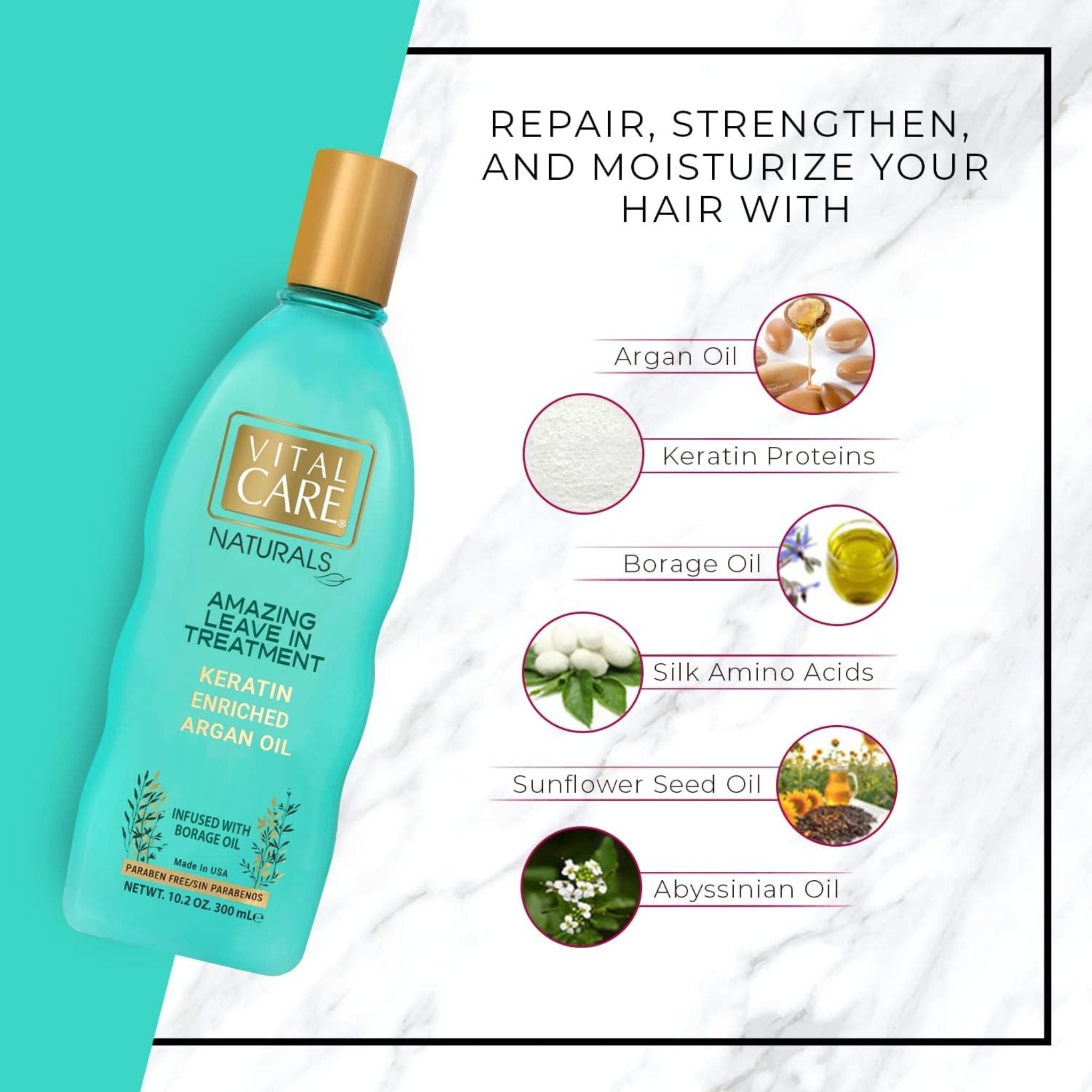 Vital Care Keratin Amazing Leave-In Treatment Enriched with Argan Oil - Hair Treatment Secondary image