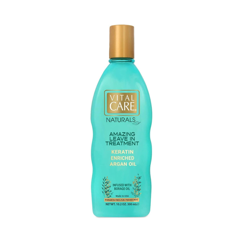 Refect Beauty Vital Care Keratin Amazing Leave-In Treatment in a turquoise bottle with a gold cap.