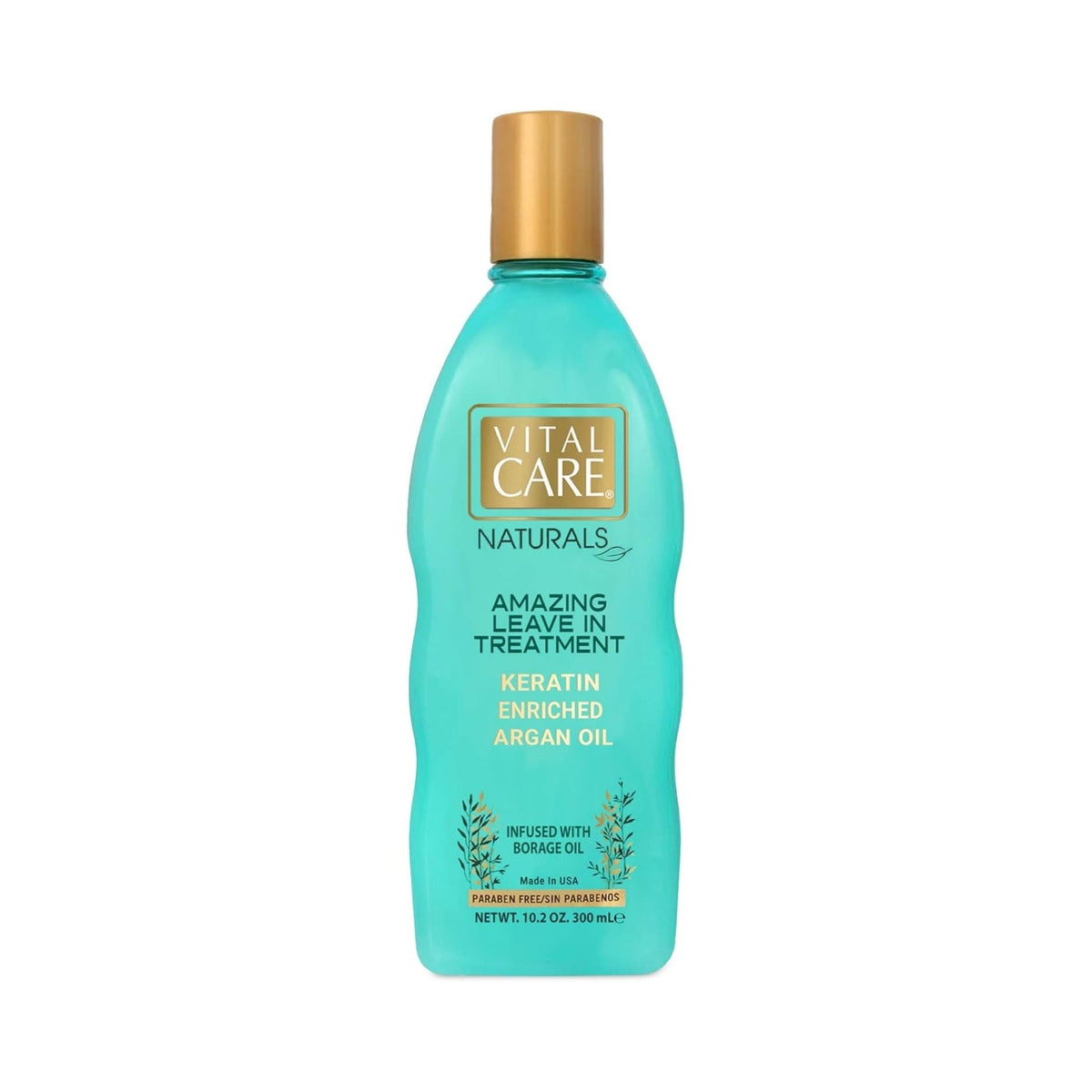 Refect Beauty Vital Care Keratin Amazing Leave-In Treatment in a turquoise bottle with a gold cap.