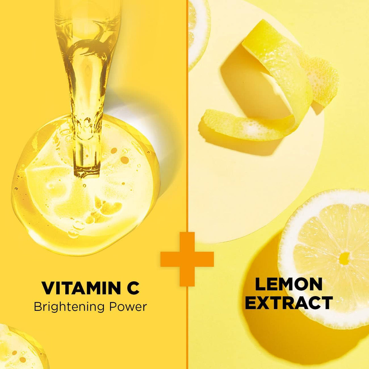 Refect Beauty Garnier Fast Bright Vitamin C daily scrub featuring bright yellow lemon extract and serum droplets