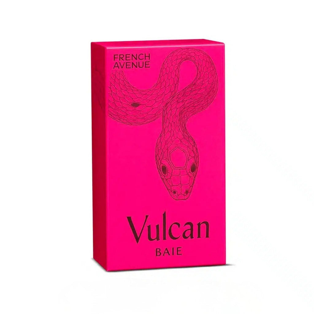 Refect Beauty French Avenue Vulcan Baie unisex extrait de parfum in a vibrant pink box with a snake illustration